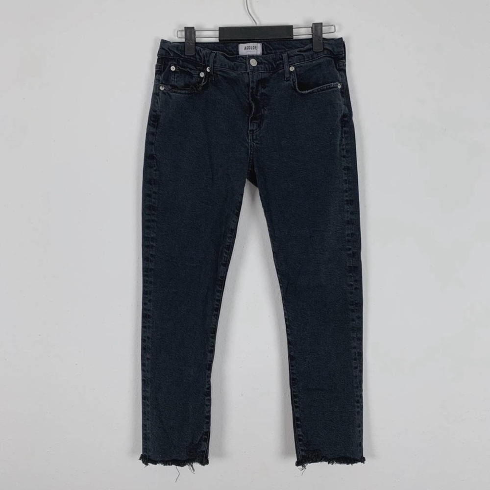 AGOLDE Toni Mid Rise Slim Straight Jeans in Feral Black size 29